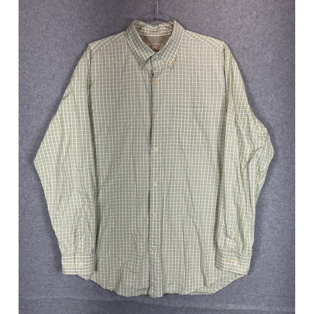 Banana Republic Shirt Mens Large Plaid Classic Fit Button Down Casual Preppy